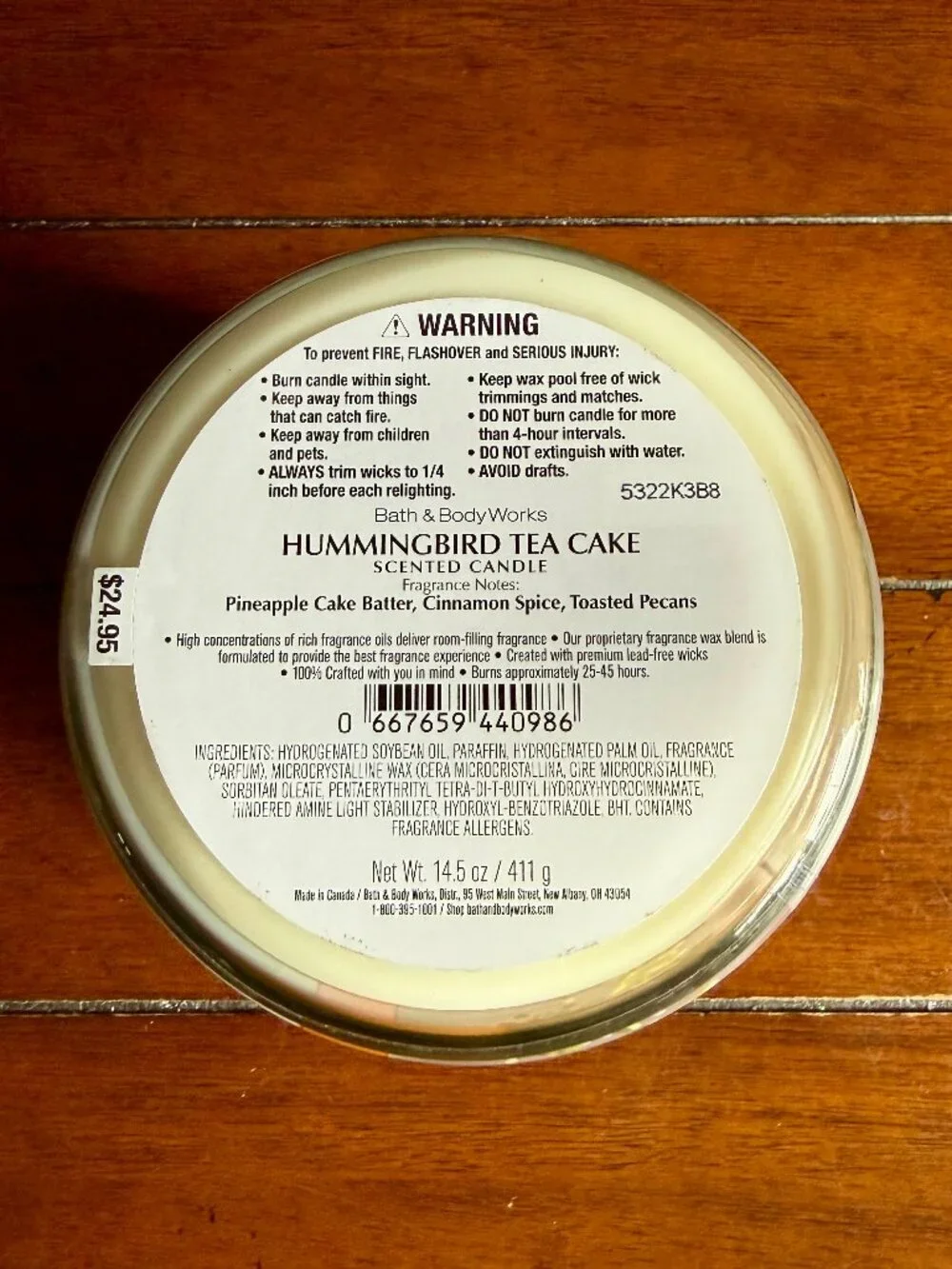 NEW HUMMINGBIRD TEA CAKE 3-Wick Candle Bath and Body Works - Picture 3 of 3